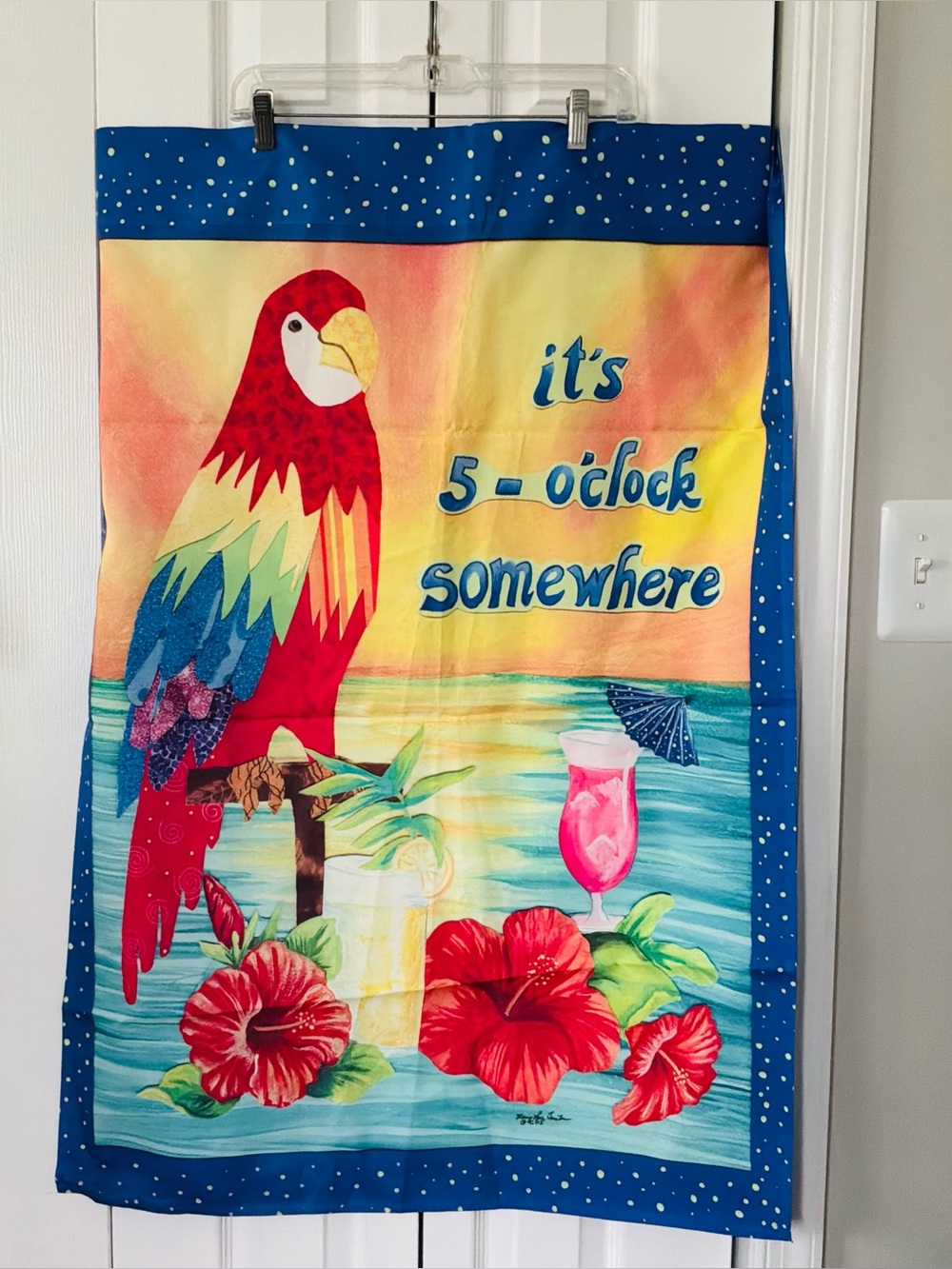 Large House Flag, 28” W x 40” L, “Its 5-O’clock Somewhere” Colorful & Tropical